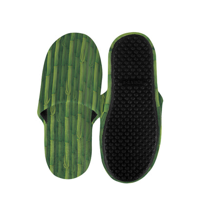 Green Bamboo Tree Pattern Print Slippers