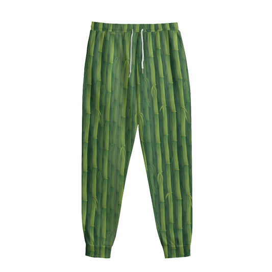 Green Bamboo Tree Pattern Print Sweatpants