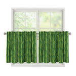 Green Bamboo Tree Pattern Print Tier Curtains