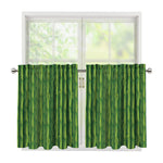 Green Bamboo Tree Pattern Print Tier Curtains