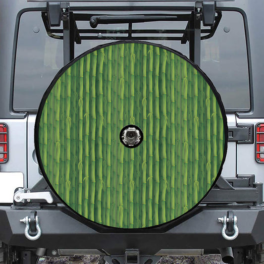 Green Bamboo Tree Pattern Print Tire Cover With Camera Hole