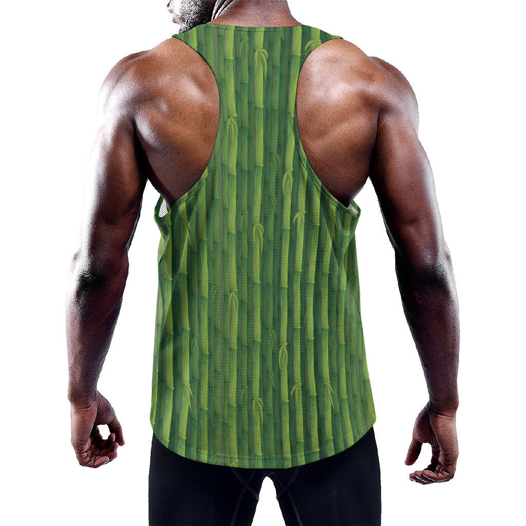 Green Bamboo Tree Pattern Print Training Tank Top