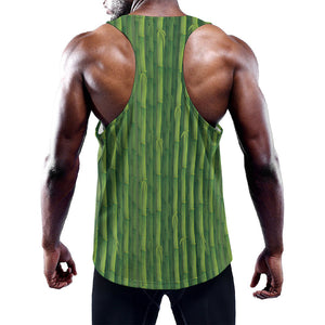 Green Bamboo Tree Pattern Print Training Tank Top