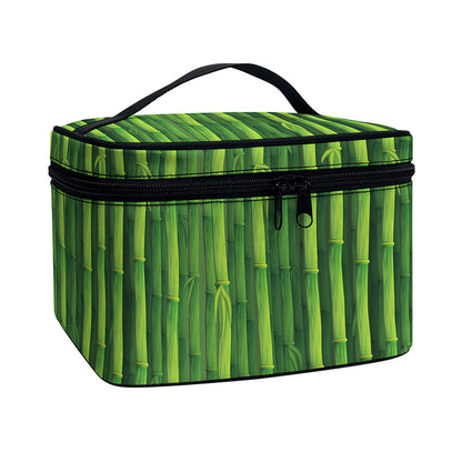 Green Bamboo Tree Pattern Print Travel Makeup Bag