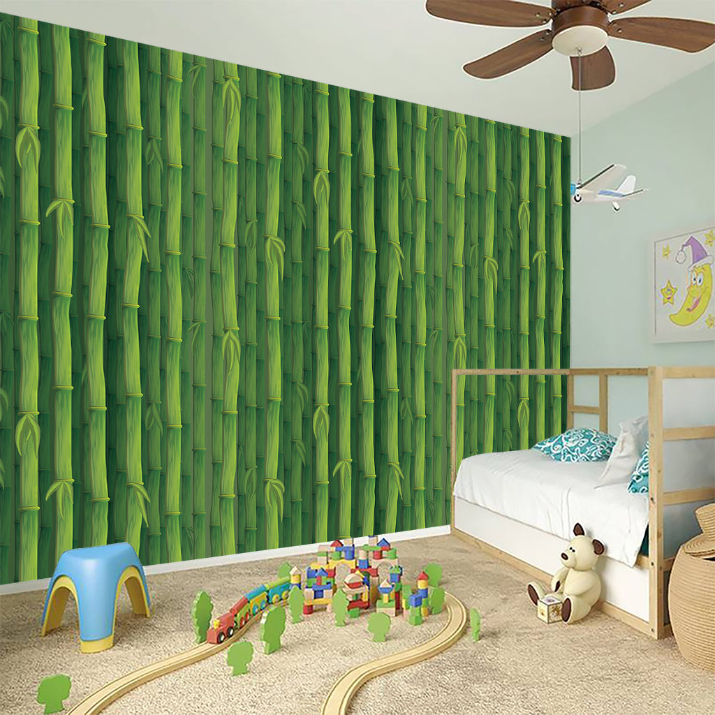 Green Bamboo Tree Pattern Print Wall Sticker