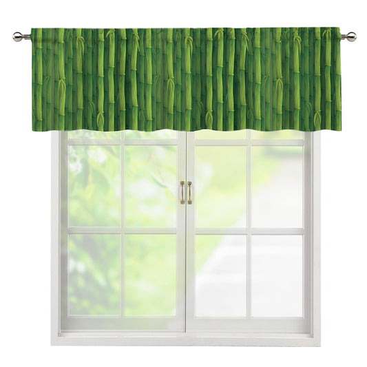 Green Bamboo Tree Pattern Print Window Valance