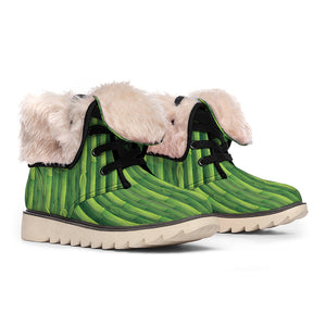 Green Bamboo Tree Pattern Print Winter Boots