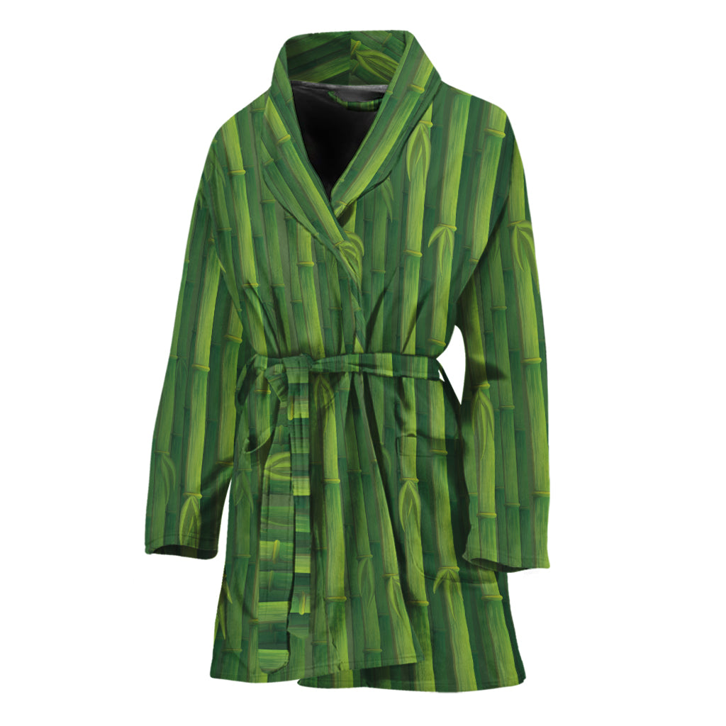 Green Bamboo Tree Pattern Print Women's Bathrobe