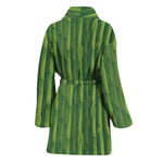 Green Bamboo Tree Pattern Print Women's Bathrobe