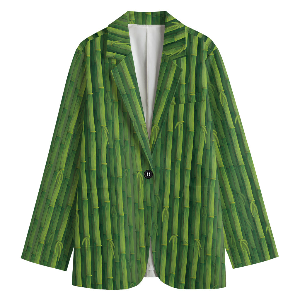 Green Bamboo Tree Pattern Print Women's Blazer