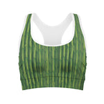 Green Bamboo Tree Pattern Print Women's Sports Bra