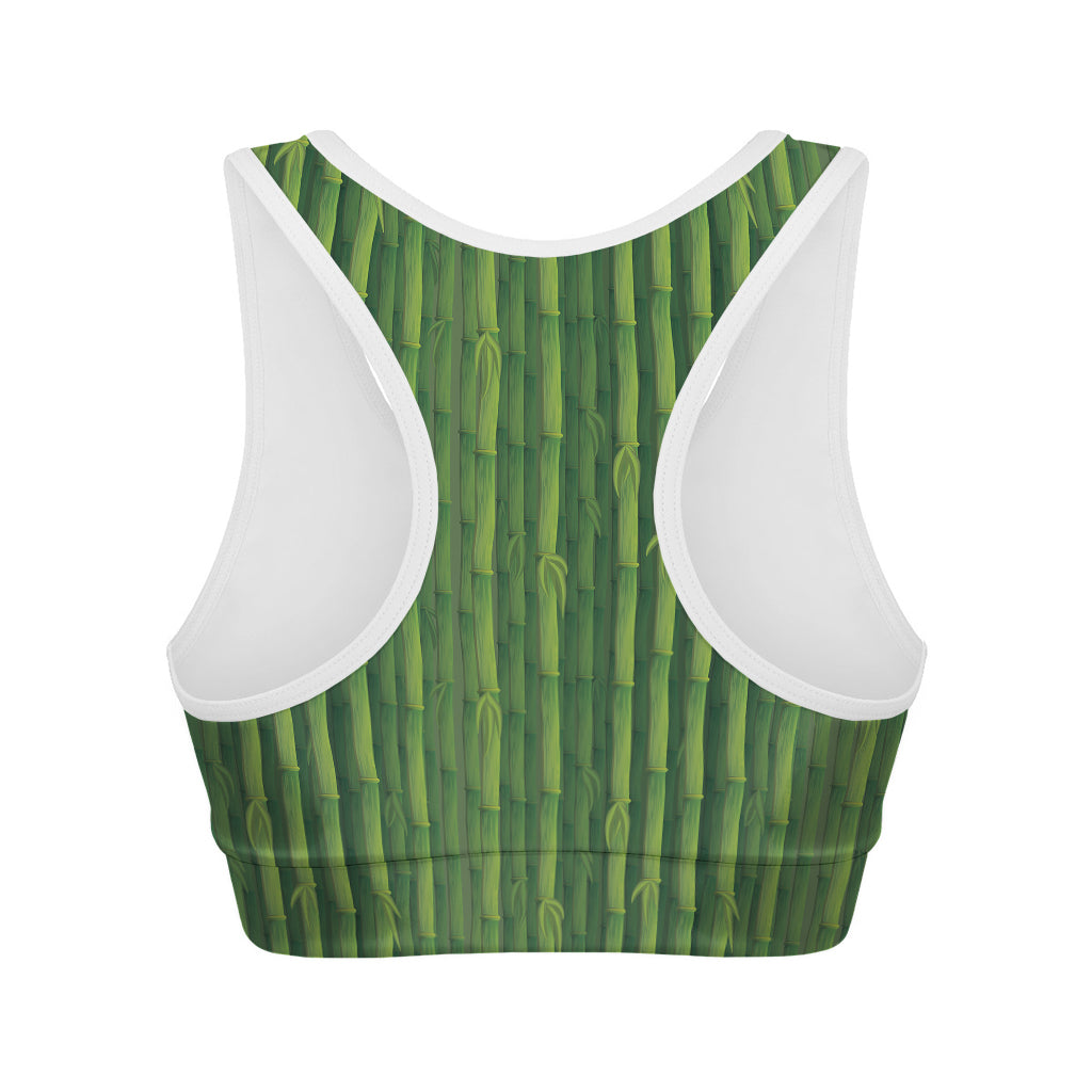 Green Bamboo Tree Pattern Print Women's Sports Bra