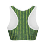 Green Bamboo Tree Pattern Print Women's Sports Bra