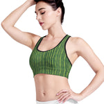 Green Bamboo Tree Pattern Print Women's Sports Bra