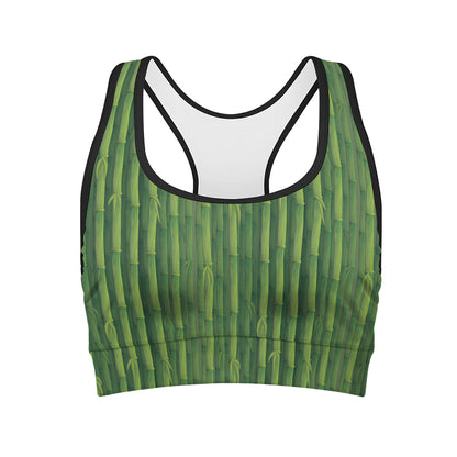 Green Bamboo Tree Pattern Print Women's Sports Bra