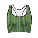 Green Bamboo Tree Pattern Print Women's Sports Bra