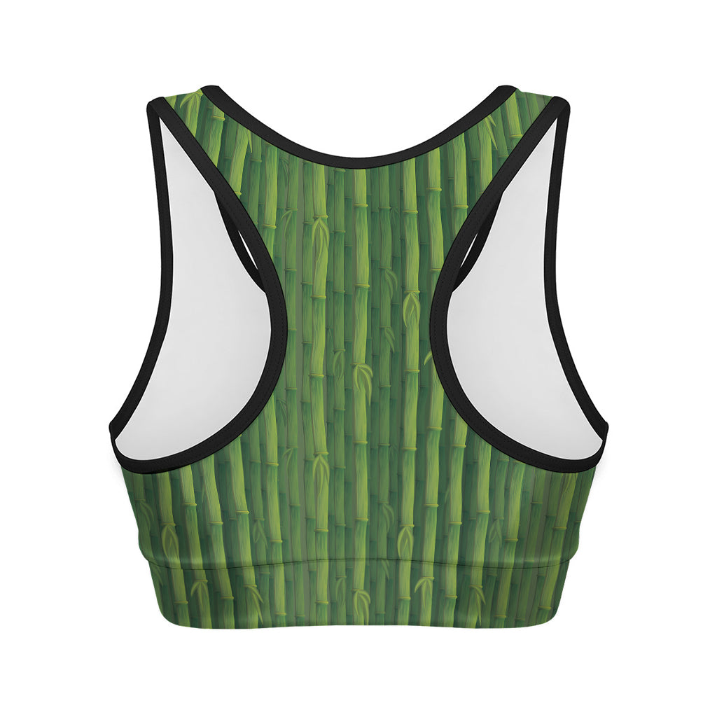 Green Bamboo Tree Pattern Print Women's Sports Bra