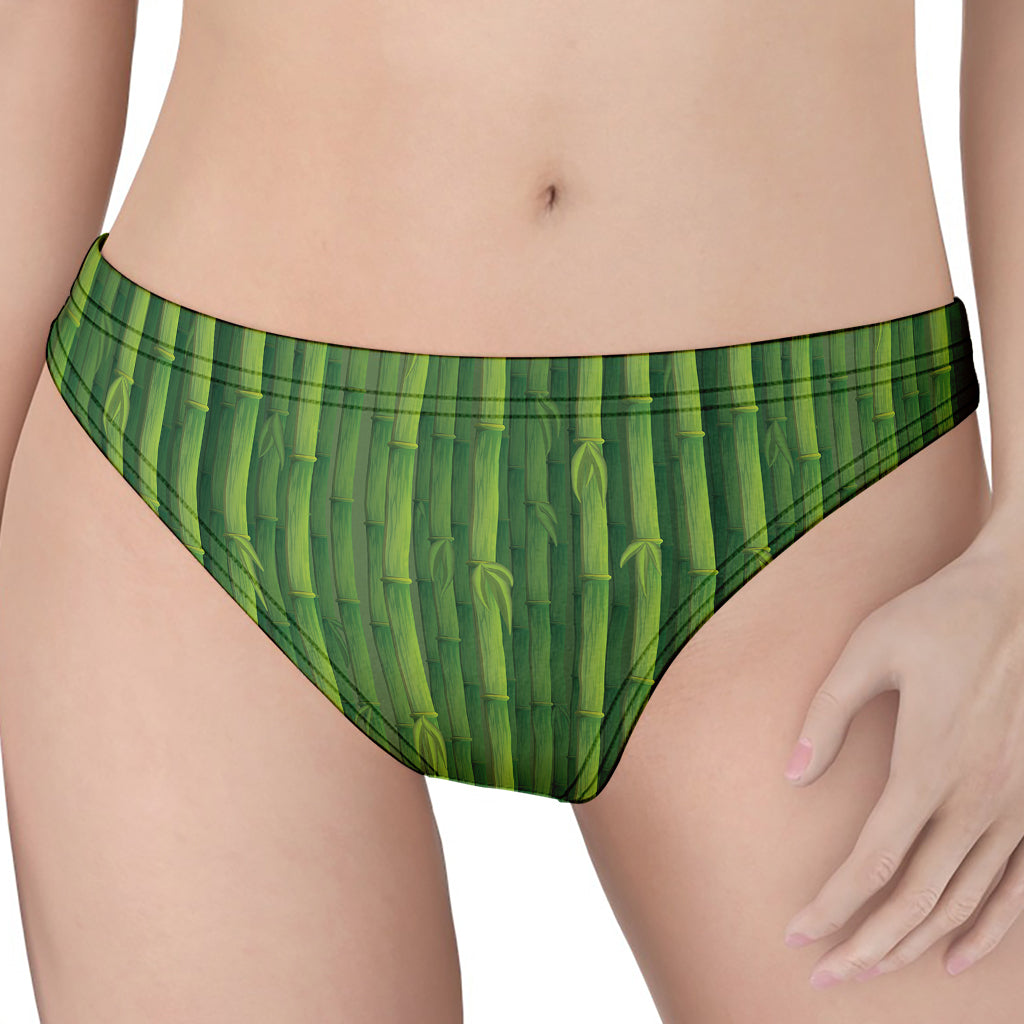 Green Bamboo Tree Pattern Print Women's Thong