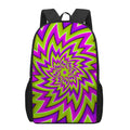 Green Big Bang Moving Optical Illusion 17 Inch Backpack