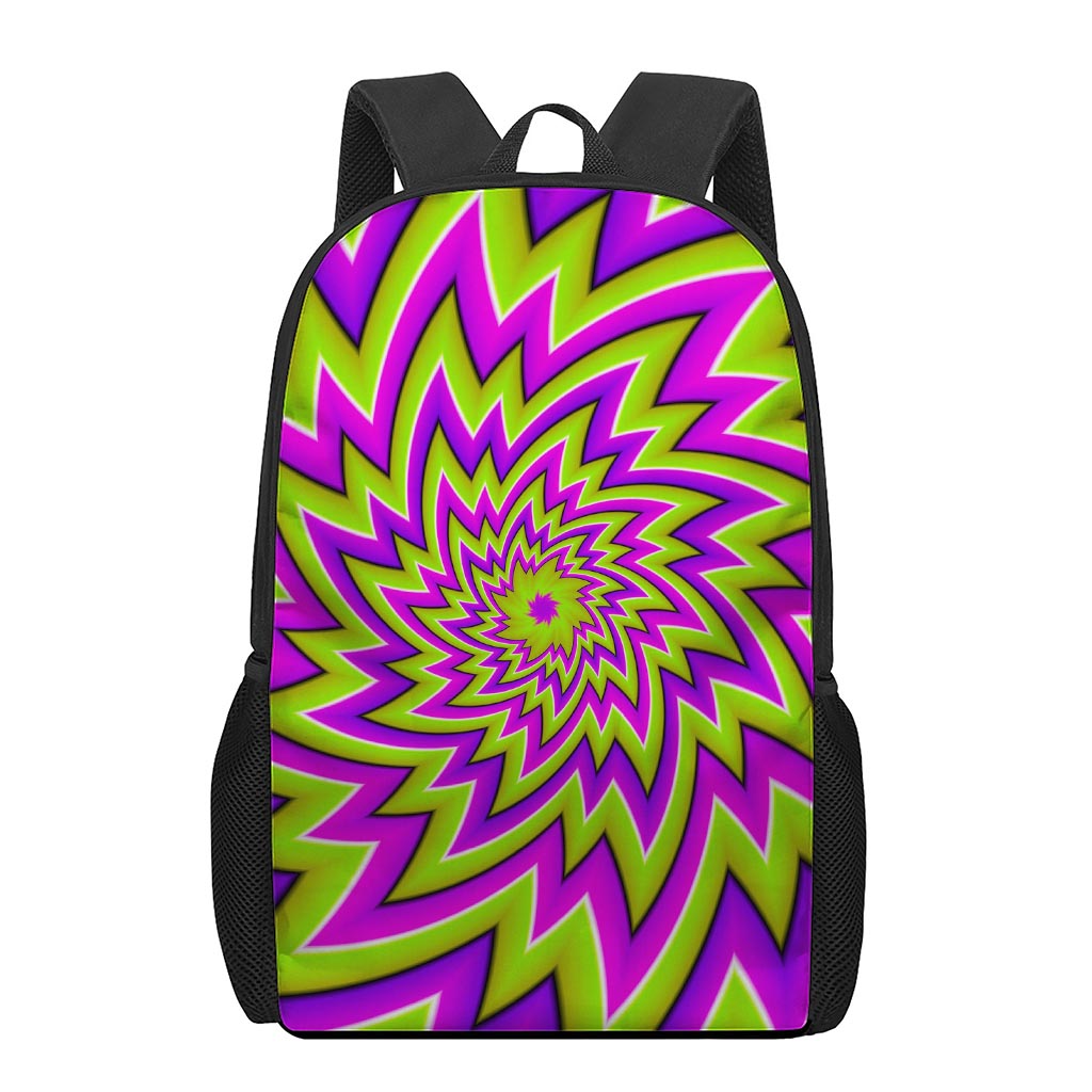 Green Big Bang Moving Optical Illusion 17 Inch Backpack
