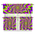 Green Big Bang Moving Optical Illusion 3 Piece Kitchen Curtains