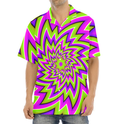 Green Big Bang Moving Optical Illusion Aloha Shirt