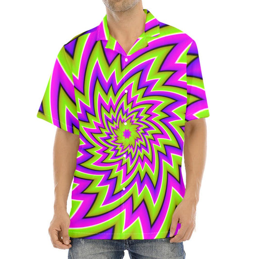 Green Big Bang Moving Optical Illusion Aloha Shirt