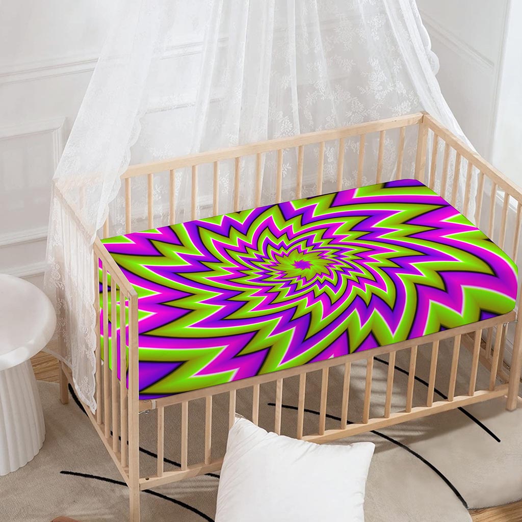 Green Big Bang Moving Optical Illusion Baby Crib Sheet