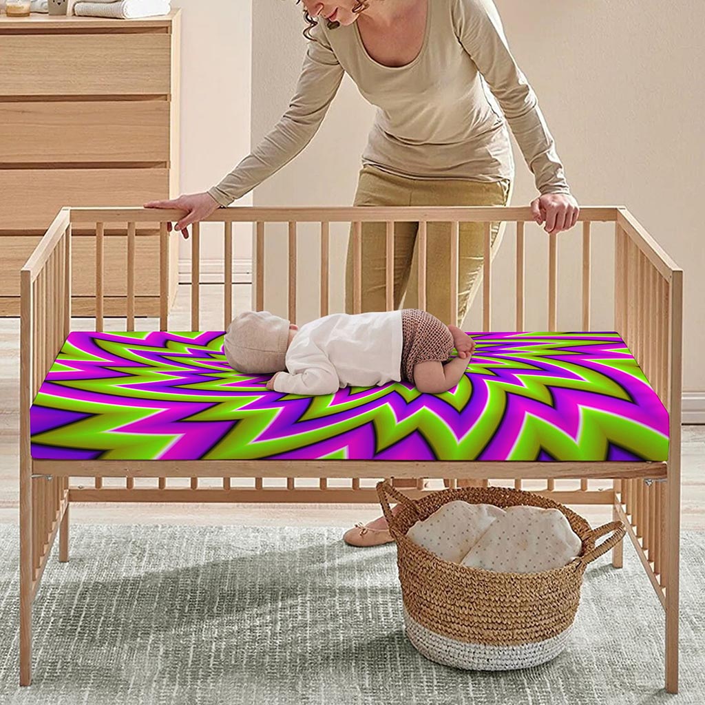 Green Big Bang Moving Optical Illusion Baby Crib Sheet