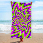 Green Big Bang Moving Optical Illusion Beach Towel