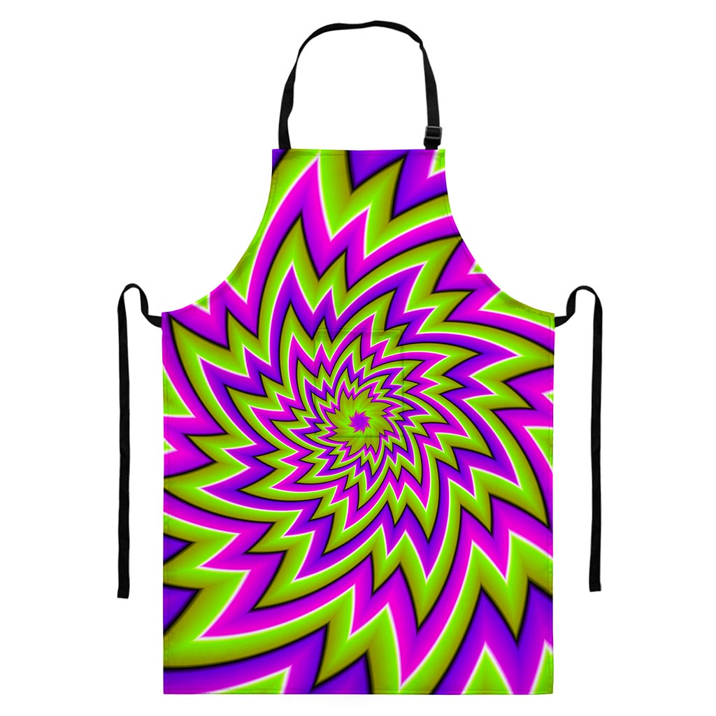 Green Big Bang Moving Optical Illusion Bib Apron With Pocket