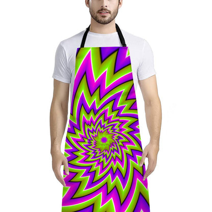 Green Big Bang Moving Optical Illusion Bib Apron With Pocket