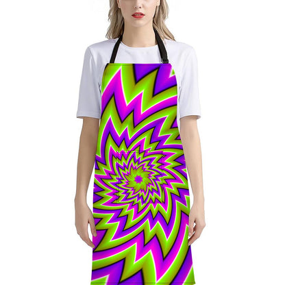 Green Big Bang Moving Optical Illusion Bib Apron With Pocket
