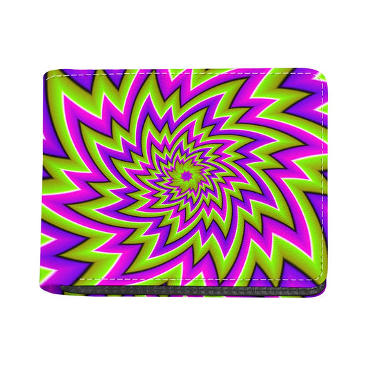Green Big Bang Moving Optical Illusion Bifold Wallet