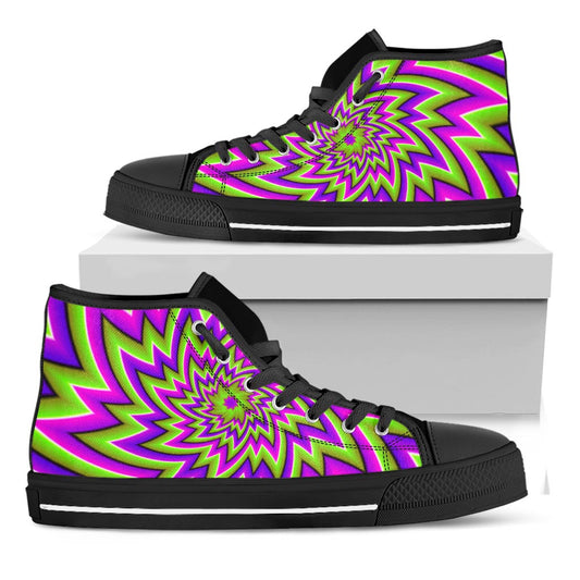 Green Big Bang Moving Optical Illusion Black High Top Sneakers