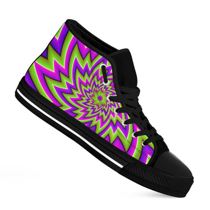 Green Big Bang Moving Optical Illusion Black High Top Sneakers
