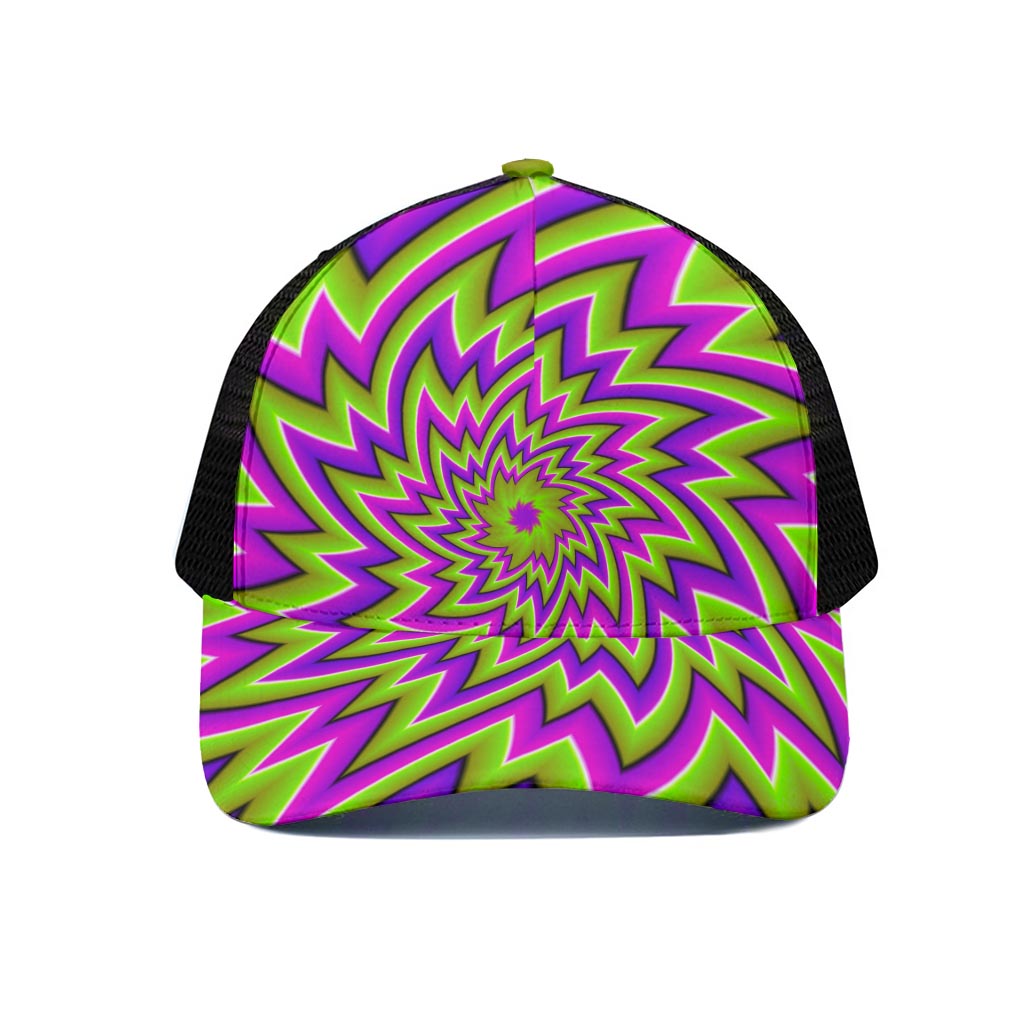 Green Big Bang Moving Optical Illusion Black Mesh Trucker Cap