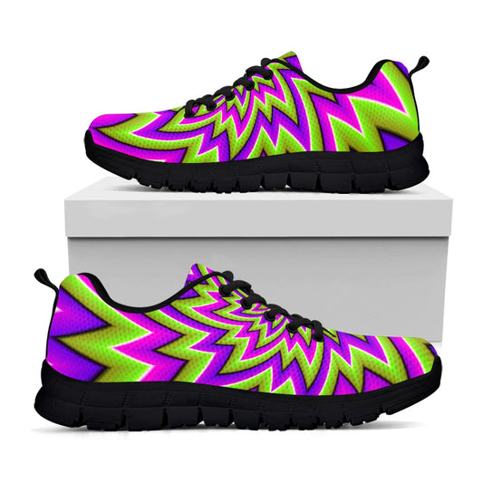 Green Big Bang Moving Optical Illusion Black Running Shoes