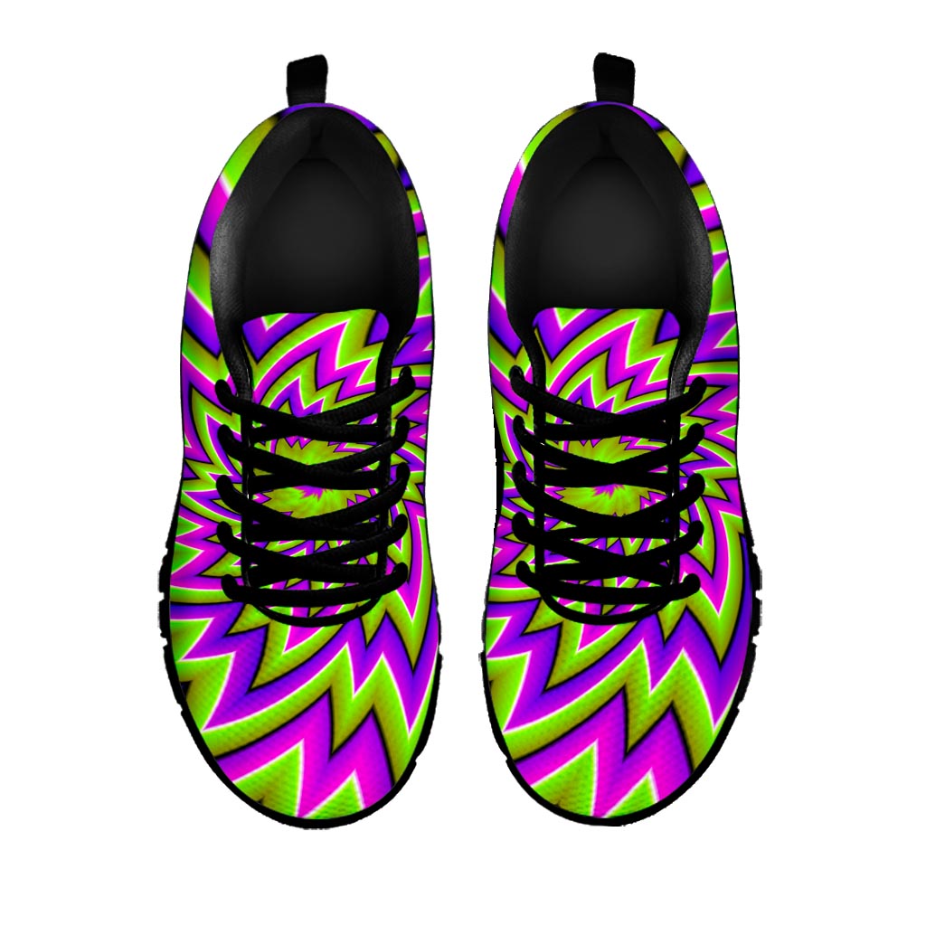 Green Big Bang Moving Optical Illusion Black Running Shoes