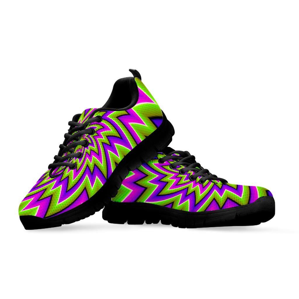 Green Big Bang Moving Optical Illusion Black Running Shoes