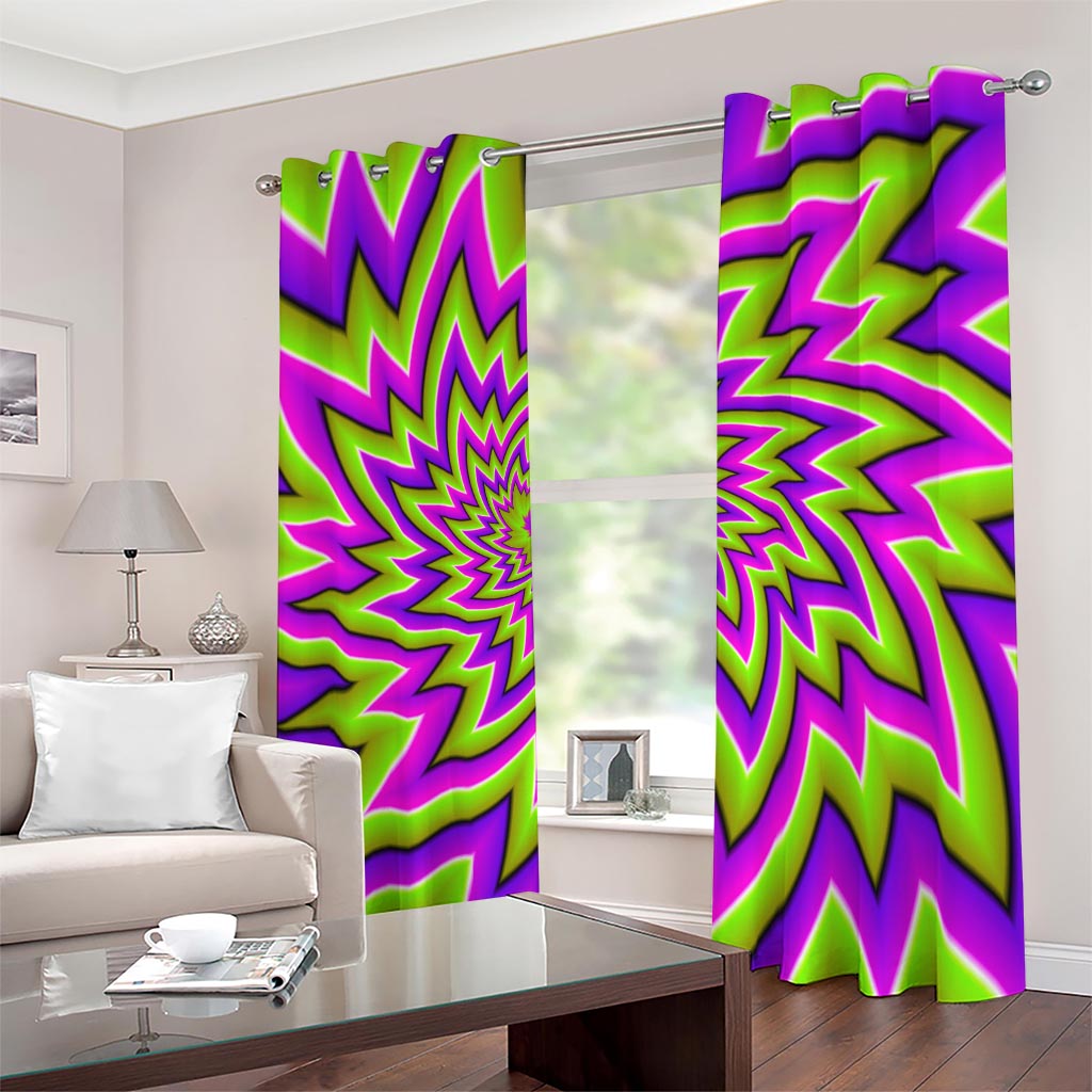Green Big Bang Moving Optical Illusion Blackout Grommet Curtains