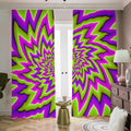Green Big Bang Moving Optical Illusion Dimout Pencil Pleat Curtains
