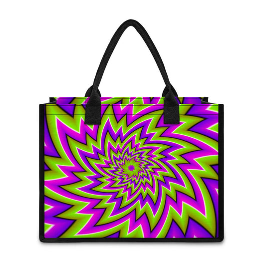 Green Big Bang Moving Optical Illusion Canvas Tote Bag