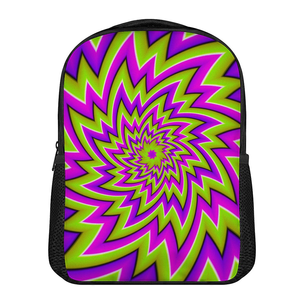 Green Big Bang Moving Optical Illusion Casual Backpack