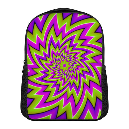 Green Big Bang Moving Optical Illusion Casual Backpack