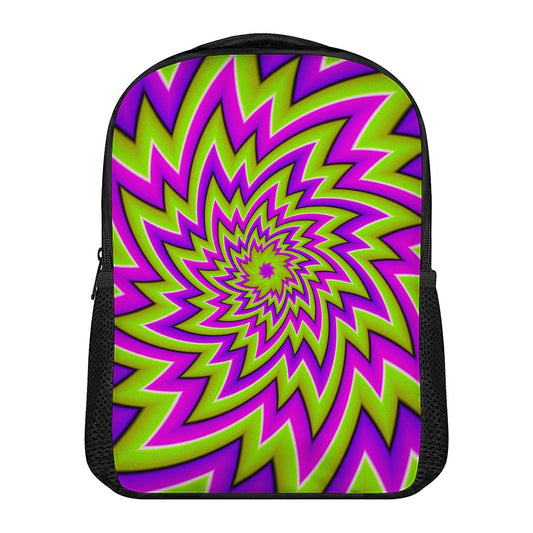 Green Big Bang Moving Optical Illusion Casual Backpack