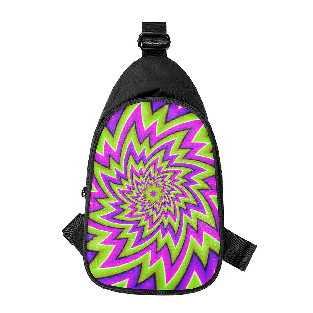 Green Big Bang Moving Optical Illusion Chest Bag