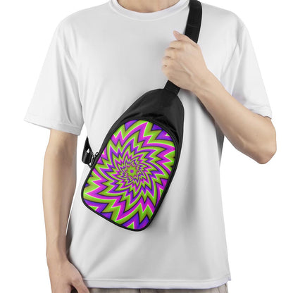 Green Big Bang Moving Optical Illusion Chest Bag