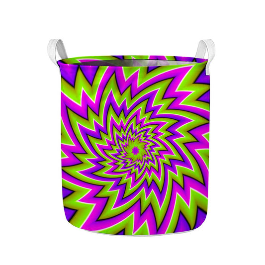 Green Big Bang Moving Optical Illusion Collapsible Laundry Basket