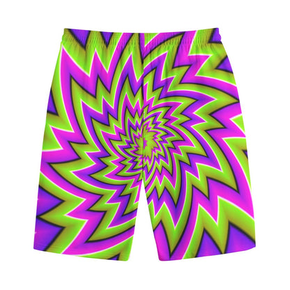 Green Big Bang Moving Optical Illusion Cotton Shorts